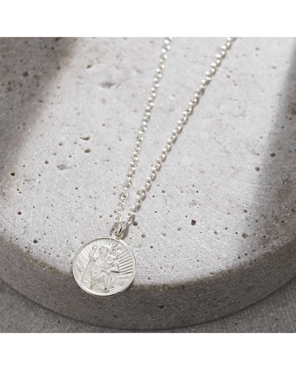 Posh Totty Designs White Men's Sterling Silver St Christopher Necklace for men