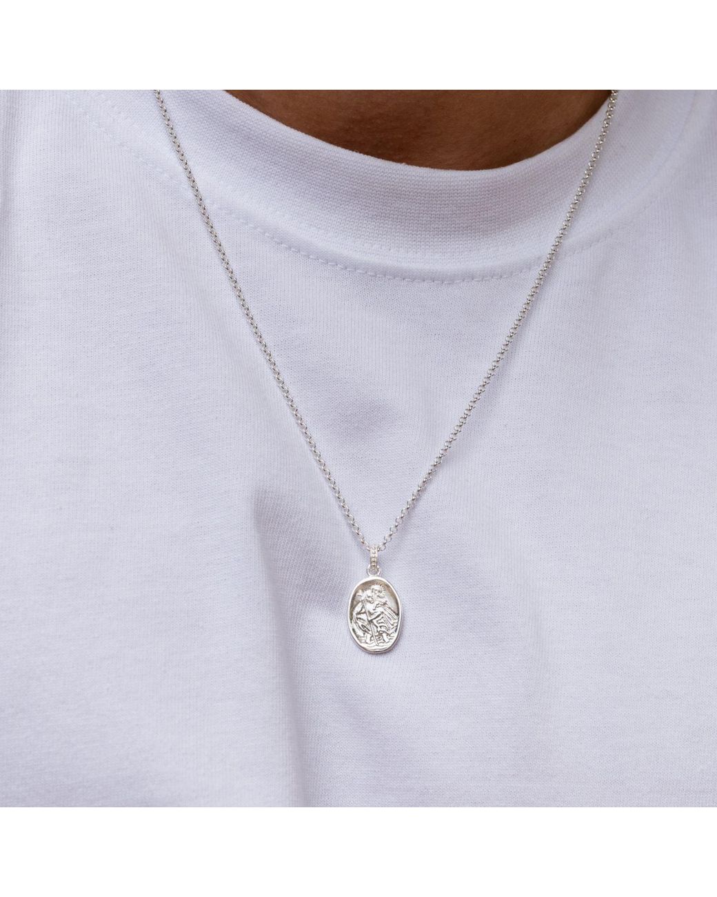 Dower & Hall Metallic St. Christopher Talisman Necklace for men