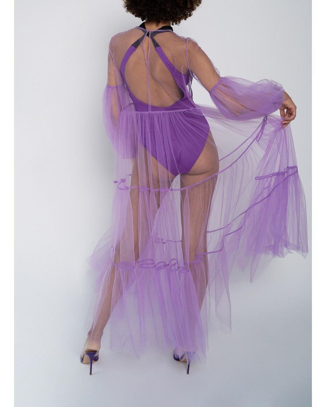 Helene Galwas Alena Maxi Tulle Dress Purple