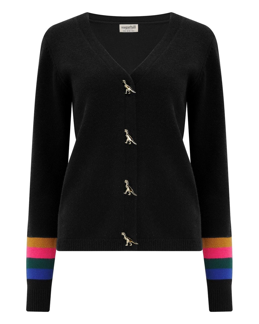 Sugarhill Black Jennifer Cardigan, Dinosaur Buttons