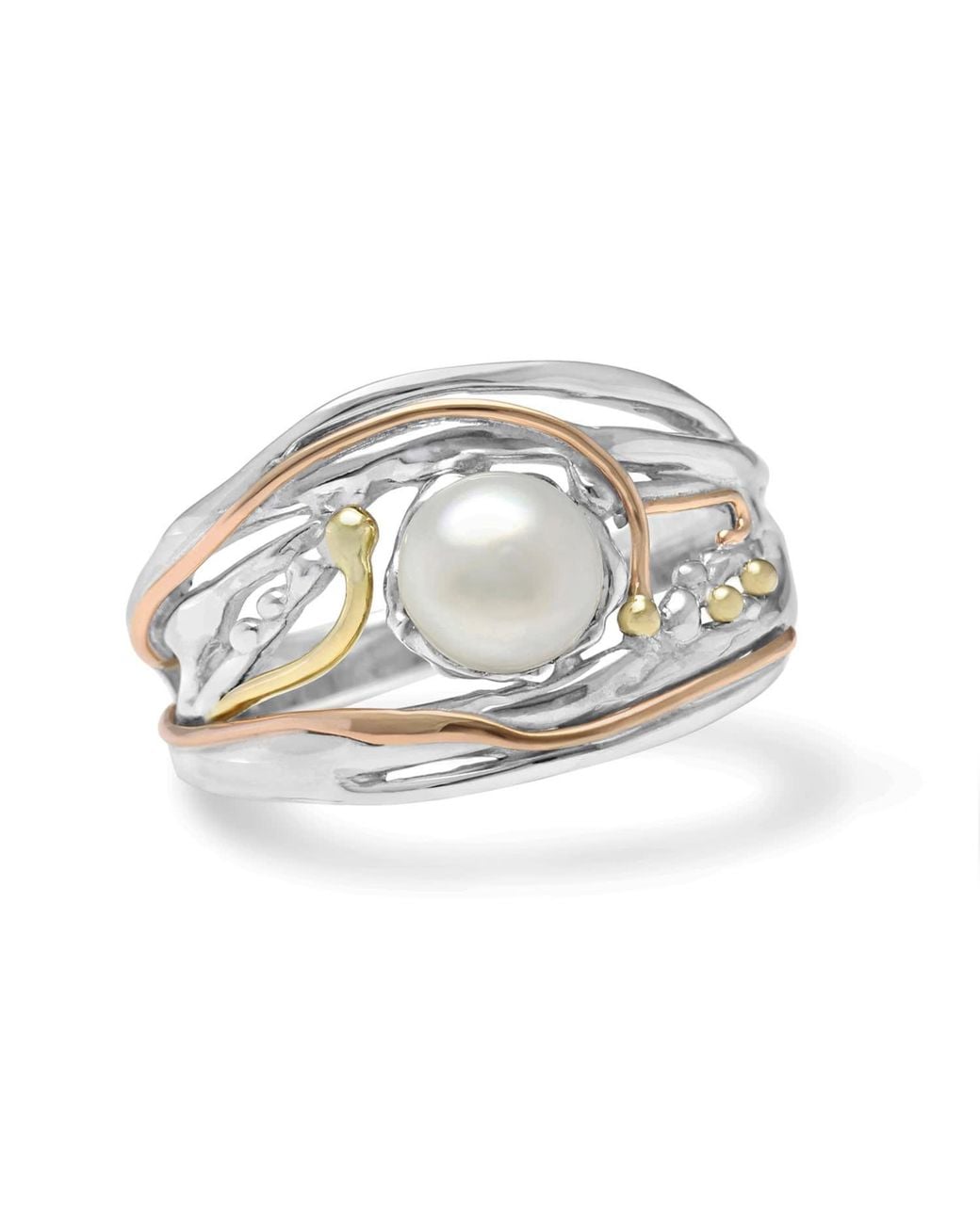 Isla Silver Metallic Pearl Statement Ring
