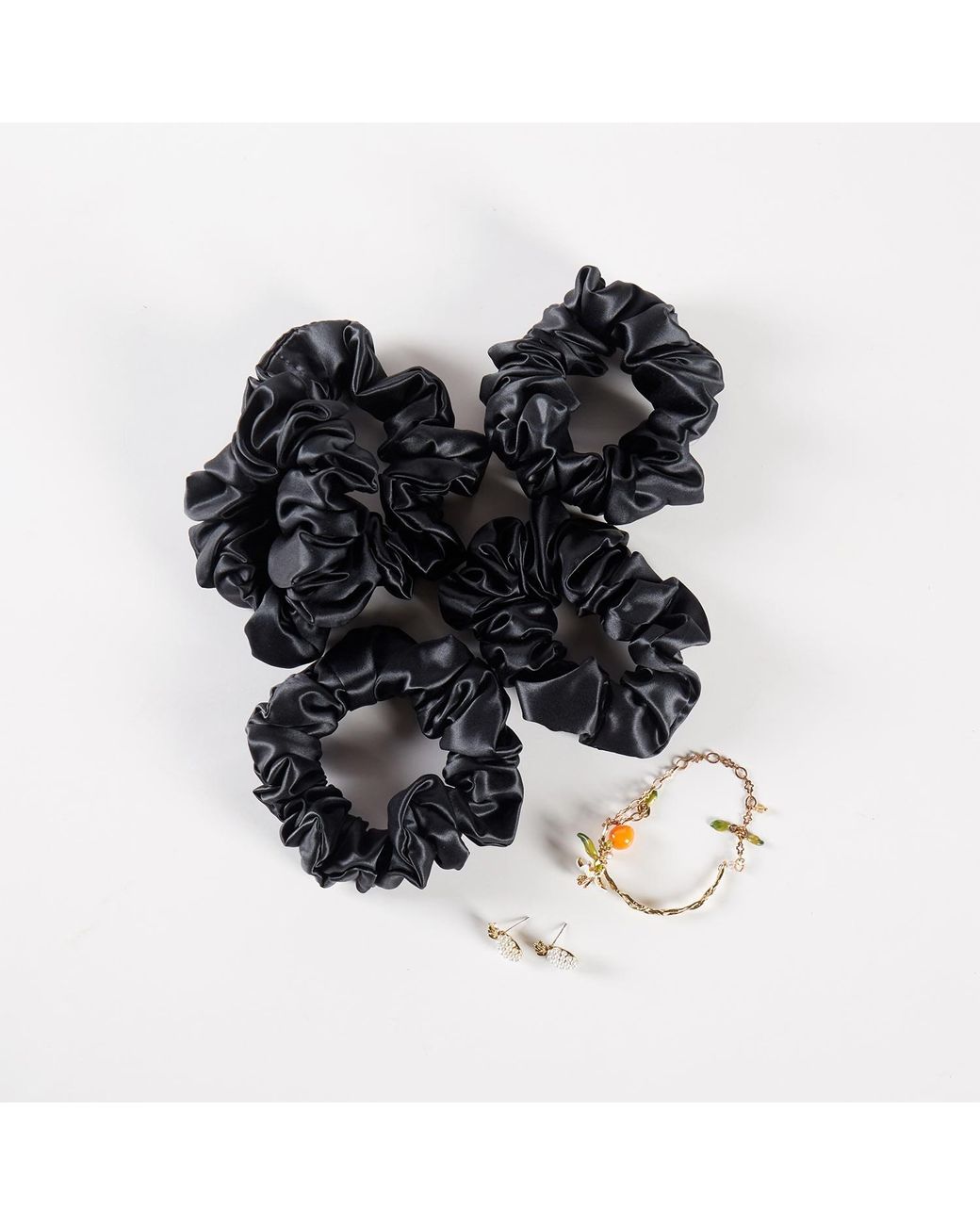 Soft Strokes Silk Blue Pure Mulberry Silk Regular Scrunchie Set Of Five