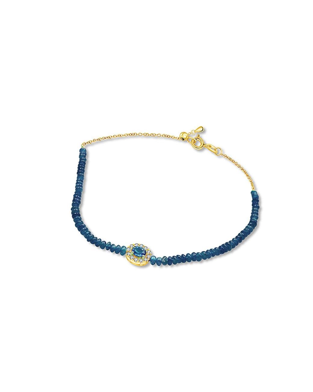 Genevieve Collection Blue 18K Sapphire Bead Bracelet