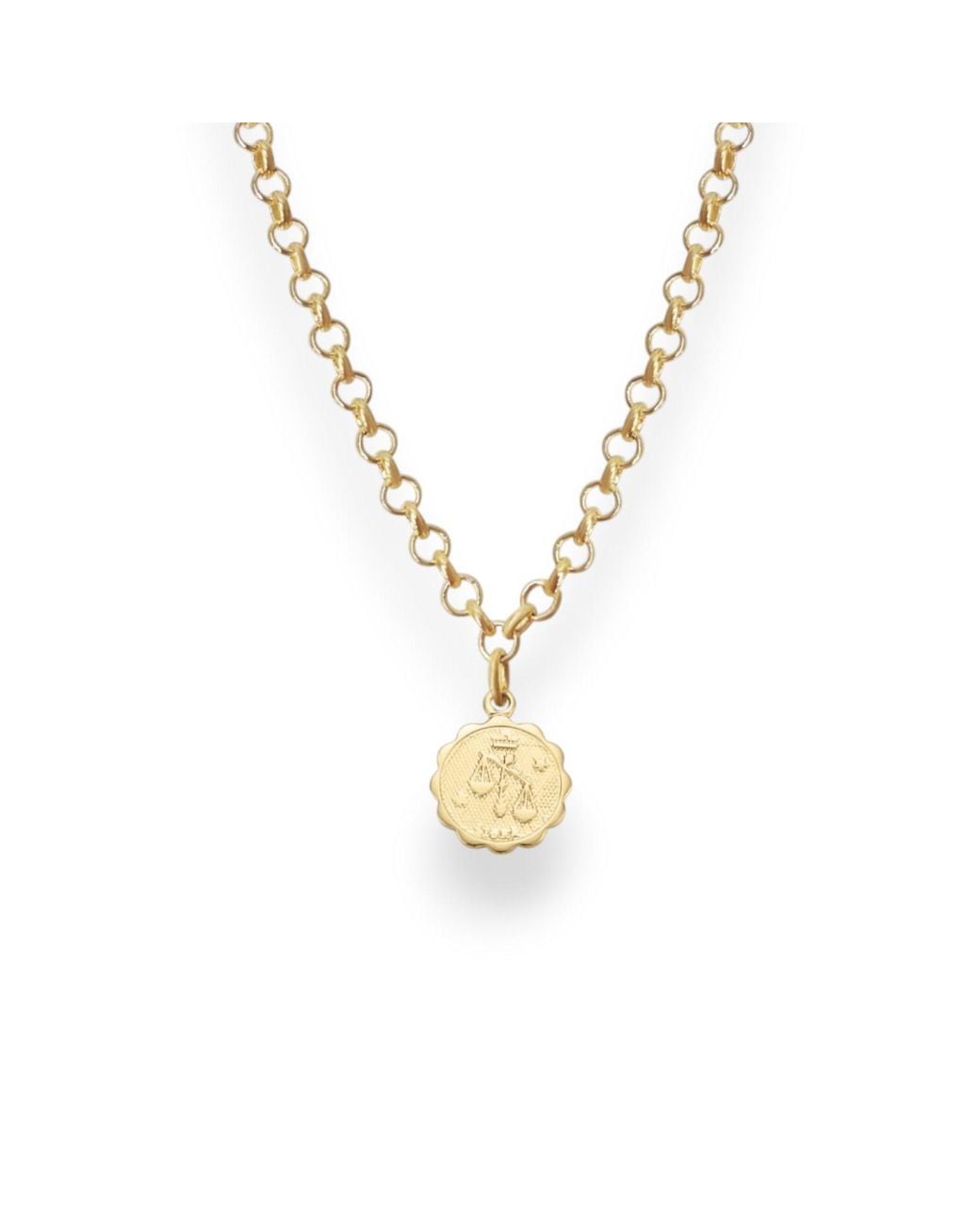 Alexie of Athens Metallic Libra Zodiac Mini Medallion Chain Necklace