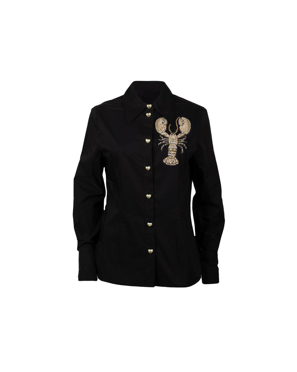 House of Laines London Black Laines Couture Tie Shirt With Embellished Lobster