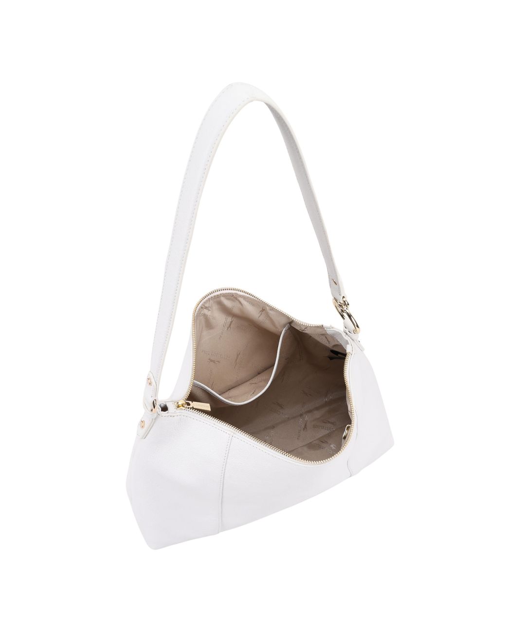 Paul Costelloe White Zainab Leather Shoulder Bag- Neutrals