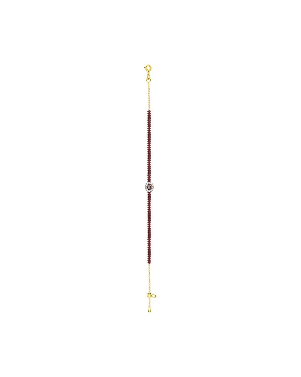 Genevieve Collection White 18K Ruby Bead Bracelet