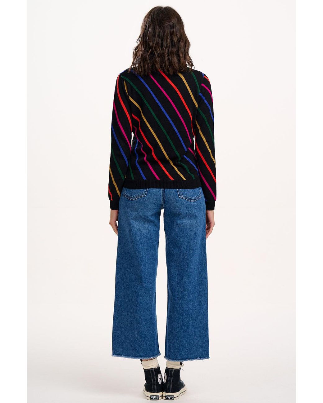 Sugarhill Black Rowena Sweater, Sliding Stripes