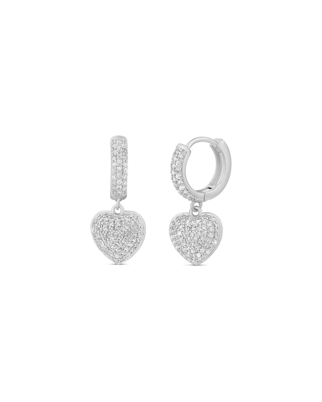 SHYMI White Pave Heart Dangling Earrings