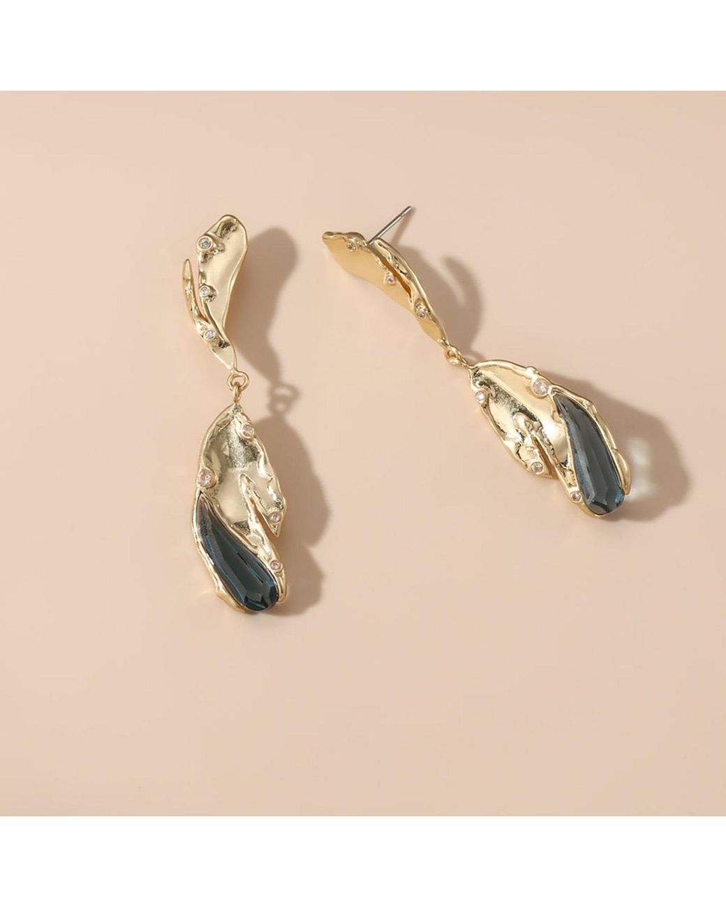 Rare Matters Jewelry Metallic Wave Drop Glass Earrings