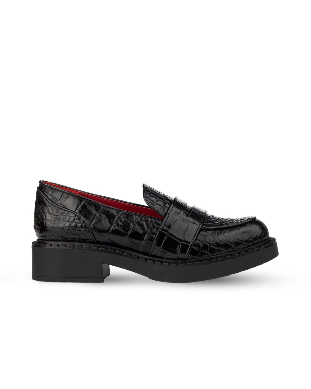 Rosamund Muir London Black Stratford Shiny Crocodile Print Loafers