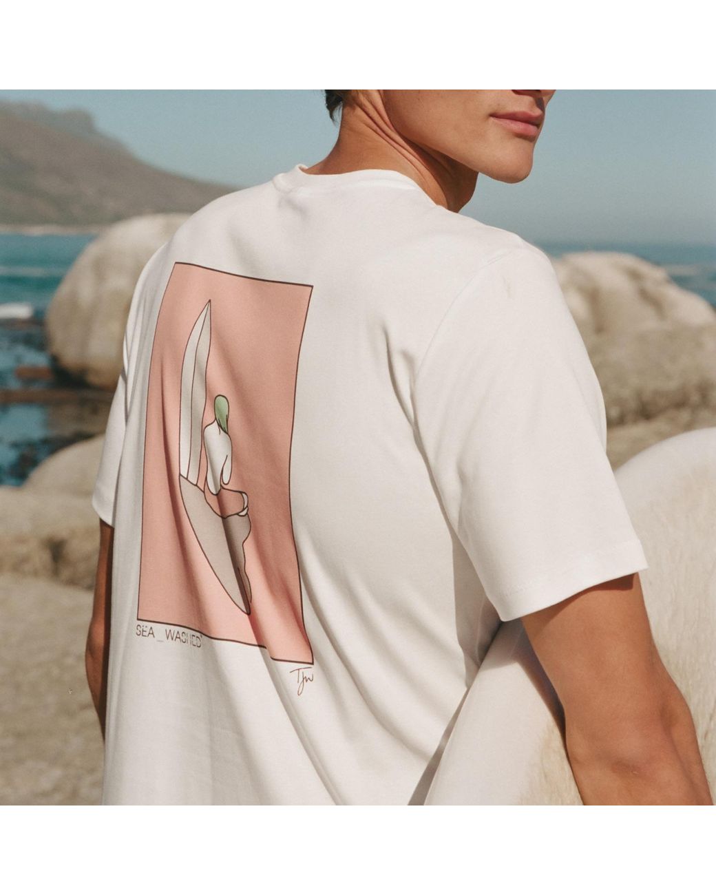 Sea_Washed White Sea Washed X Tom Jean Webb Surf Girl Tee for men