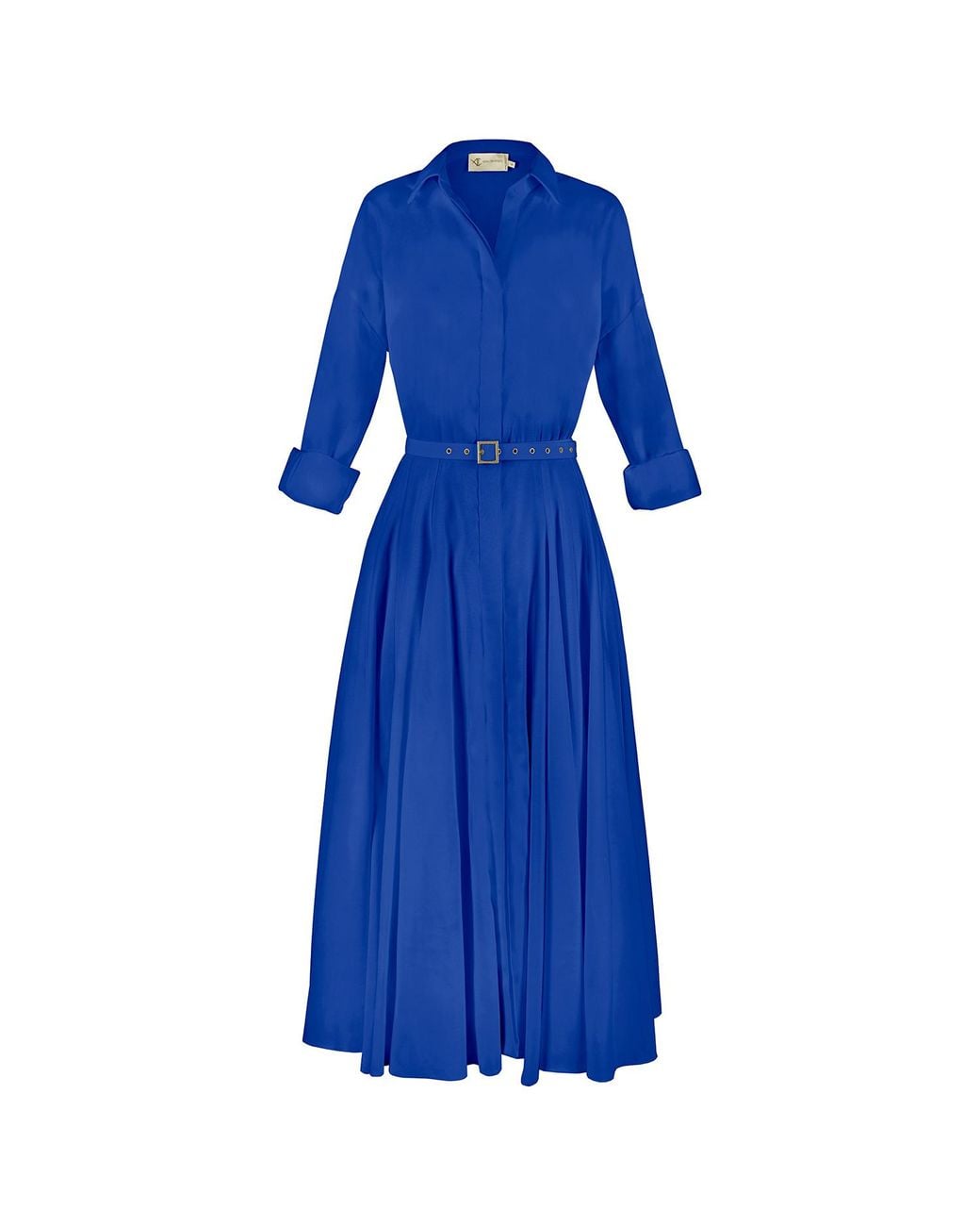 ALINA CERNTESCU Vera Royal Viscose Office & Cocktail Midi Dress With  Textile Belt in Blue | Lyst