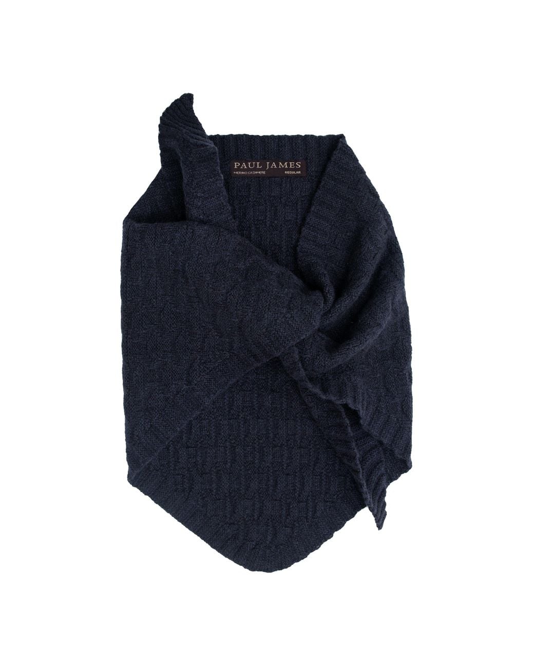 Paul James Knitwear Blue Merino Cashmere Textured Triangle Blythe Scarf