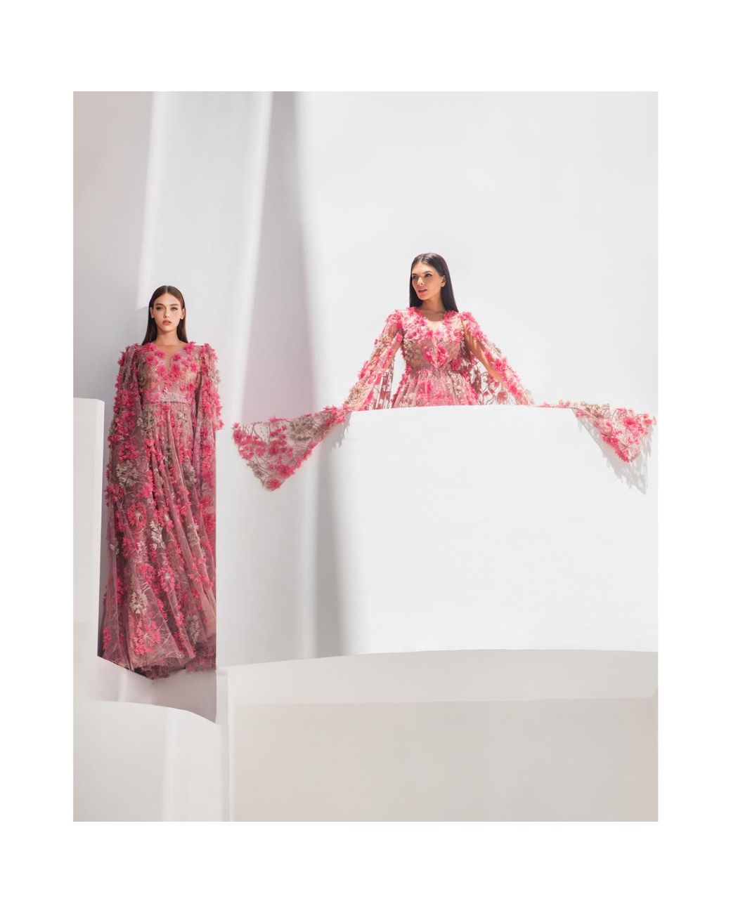 MATSOUR'I Red Dress Hortensia With Detachable Sleeves Maxi Coral