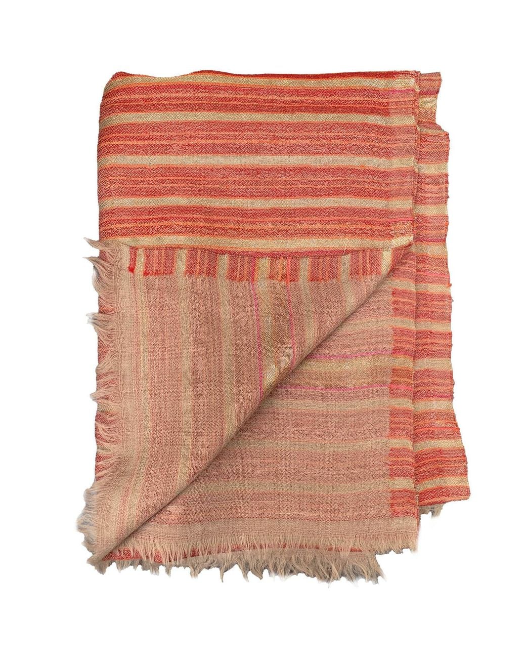 Babs Boutique NYC Red Cashmere Stole With Metallic Thread Stripes