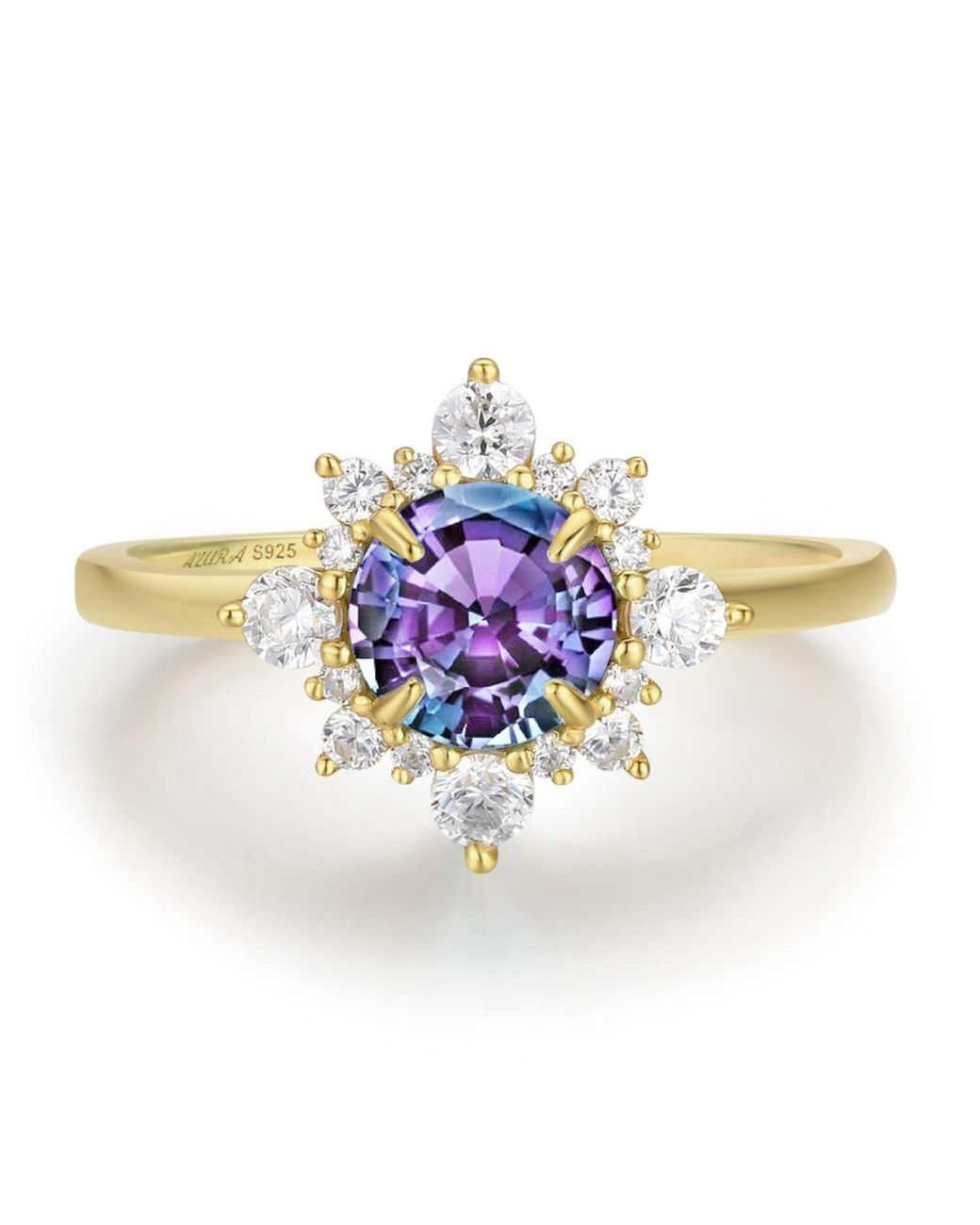 Azura Jewelry New York White Desert Blossom Alexandrite Ring Solid