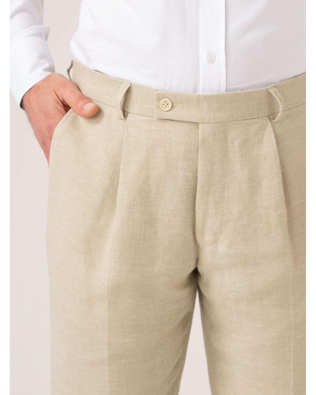 Koy Clothing Natural Neutrals Pale Linen Suit Trousers for men
