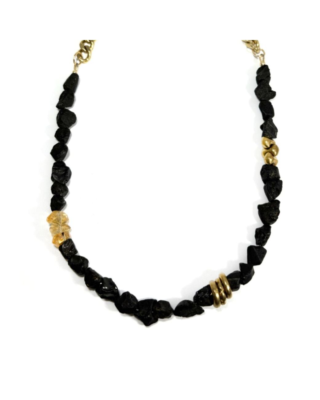 Rachel Nathan Black Stormy Sunset: Raw Spinel & Citrine Necklace