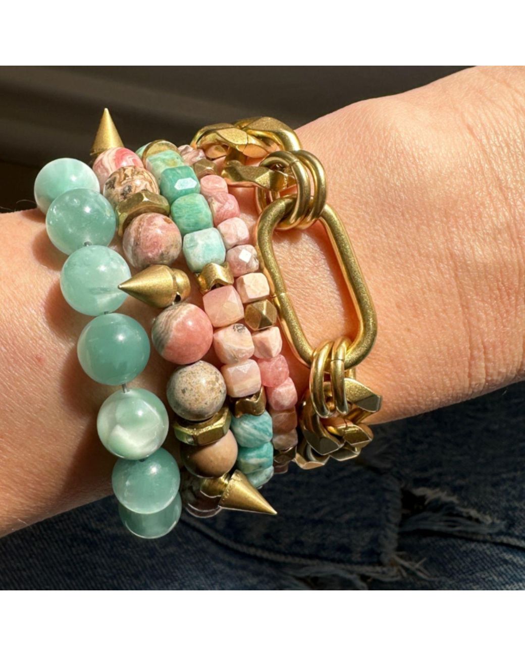 Rachel Nathan Metallic On Point: Rhodochrosite Bracelet