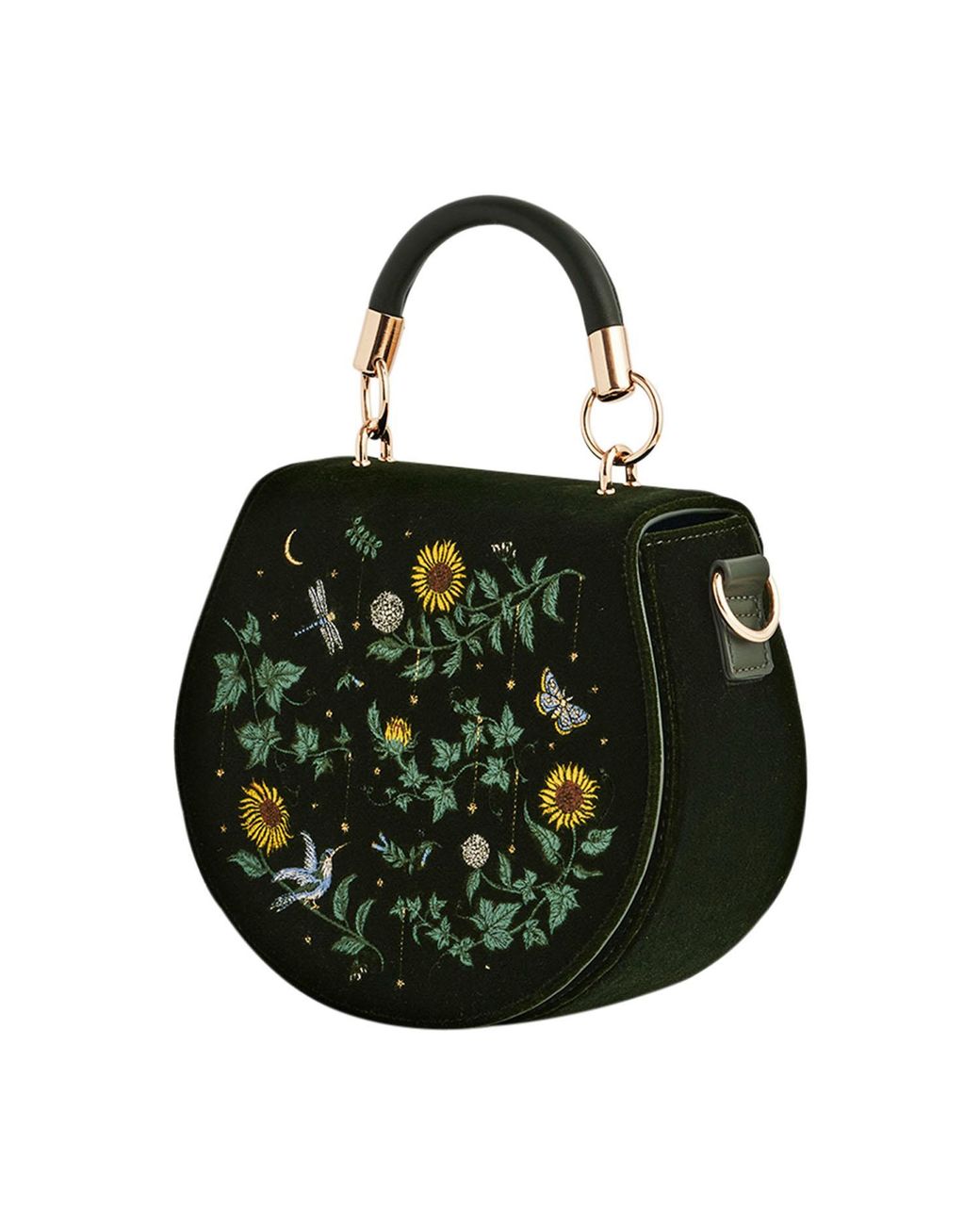 Fable England Black Charlotte Sunflower Top Handle Bag