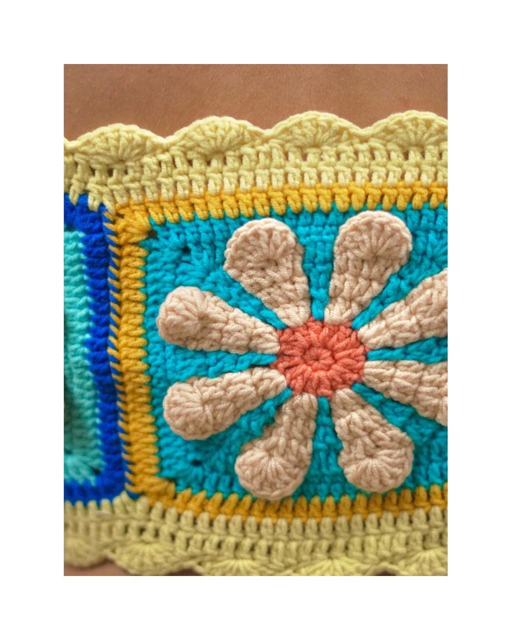 Ana Chic Yellow Butter Daisy Granny Square Handmade Crochet Crop Top