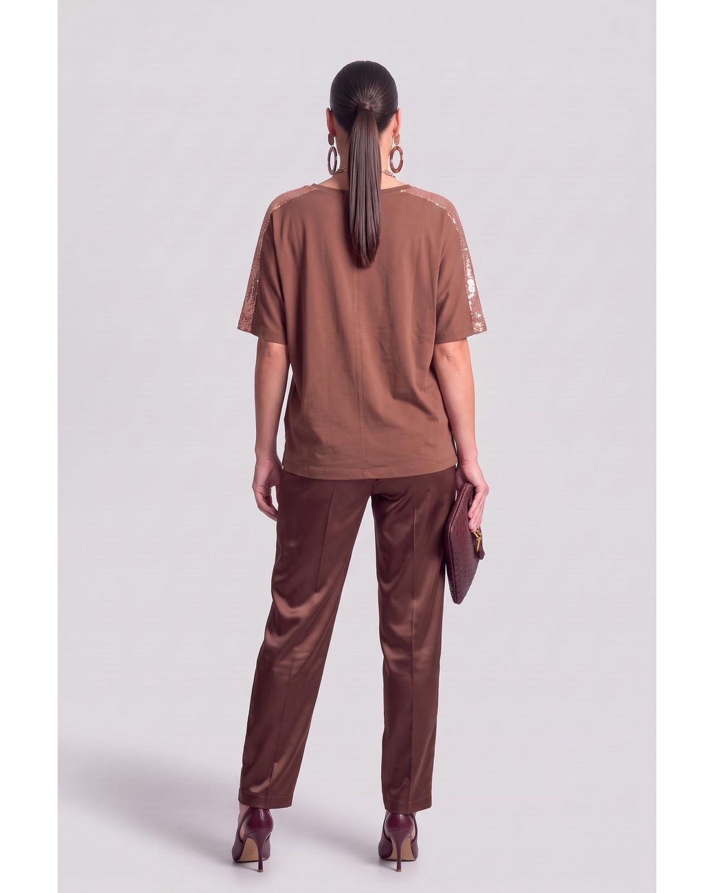 James Lakeland Brown Paillettes Blouse Bronze