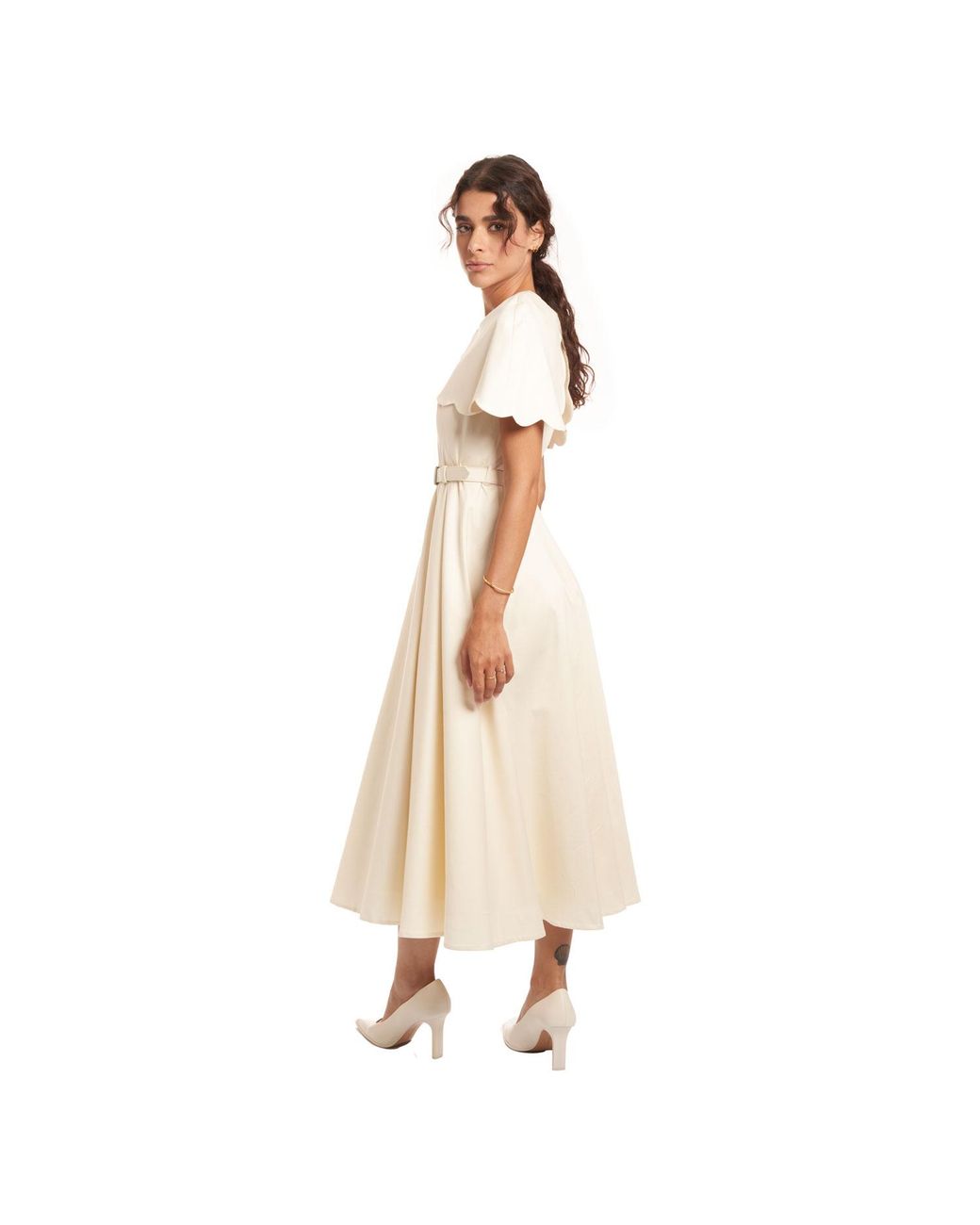 Sofia Tsereteli White Satin Capelet Gown