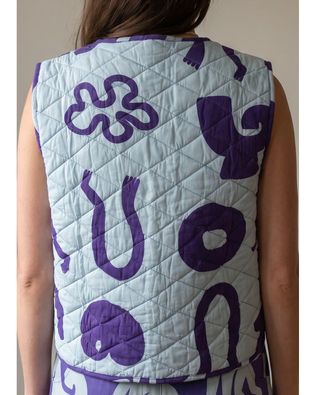 Wild Clouds Purple Organic Cotton Reversible Quilted Gilet