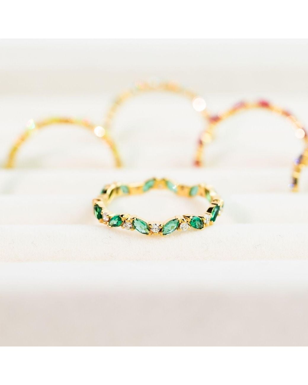 Belinda Jewelz Metallic Emerald Marquise Birthstone Infinity Ring
