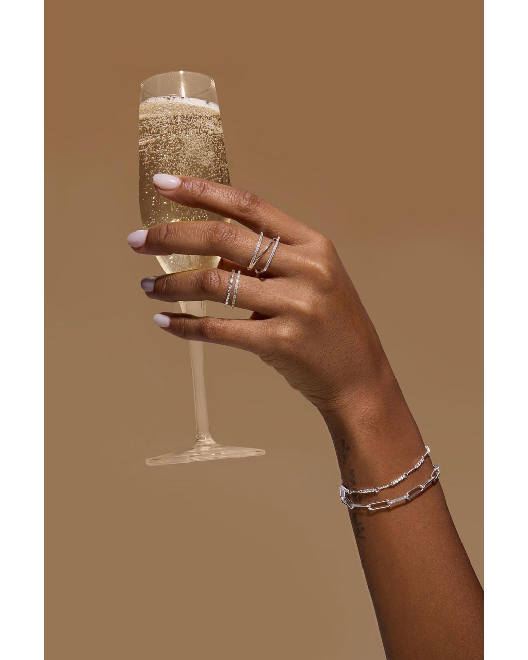 Vanhi White Molten Crystal Double Band Ring