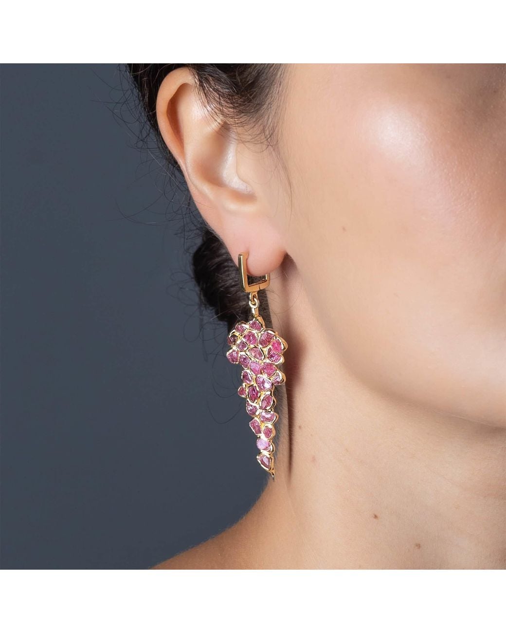 German Kabirski Red Tarina Handcrafted Plated Earrings With Spinel