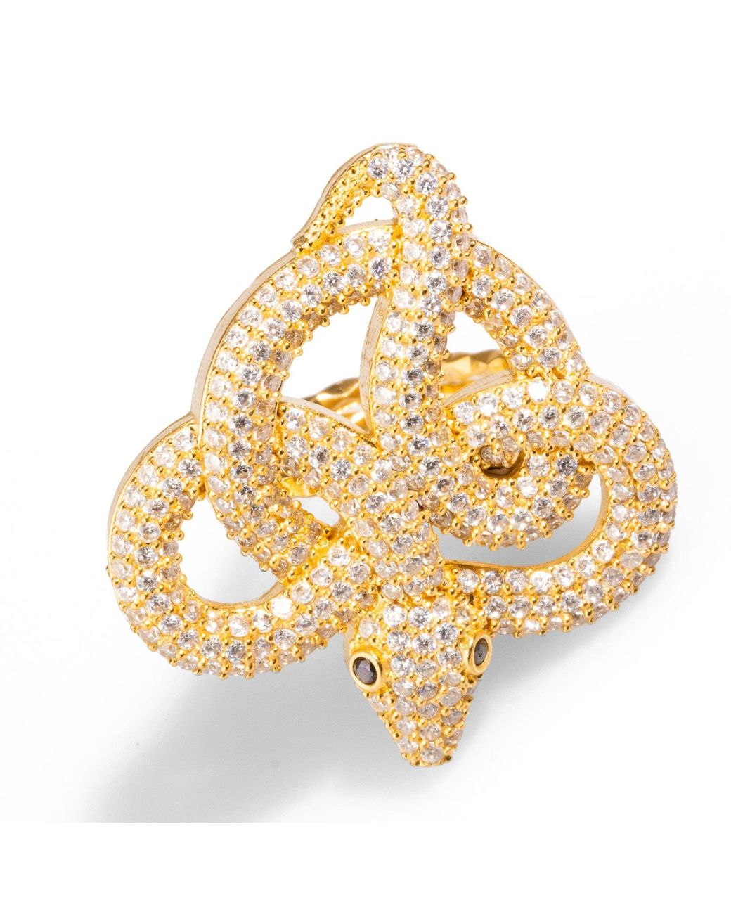 Ebru Jewelry Metallic Majestic Diamond Snake Chunky Adjustable Ring