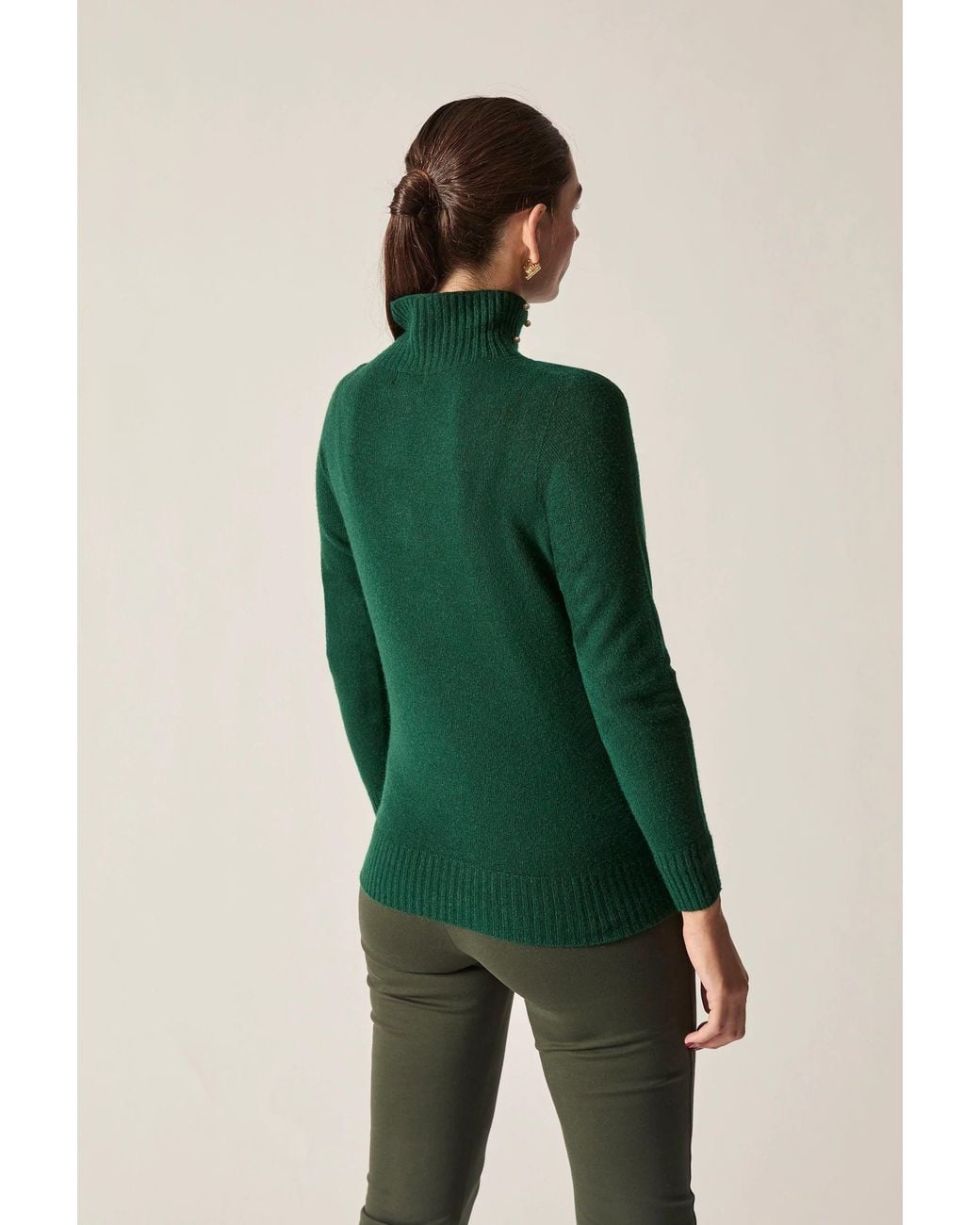 James Lakeland Green Pearl Neck Jumper