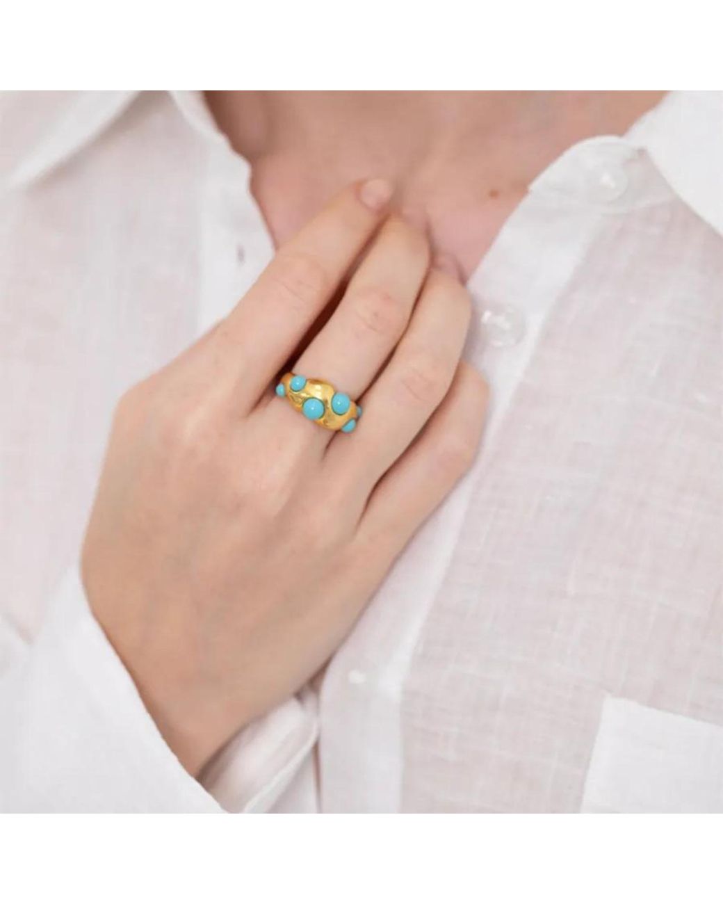 LINYA JEWELLERY Blue Adjustable Ring