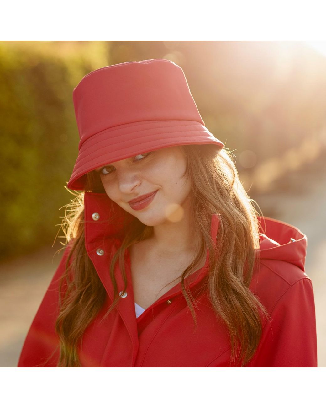 RainSisters Red Elegant Bucket Hat: Waltz