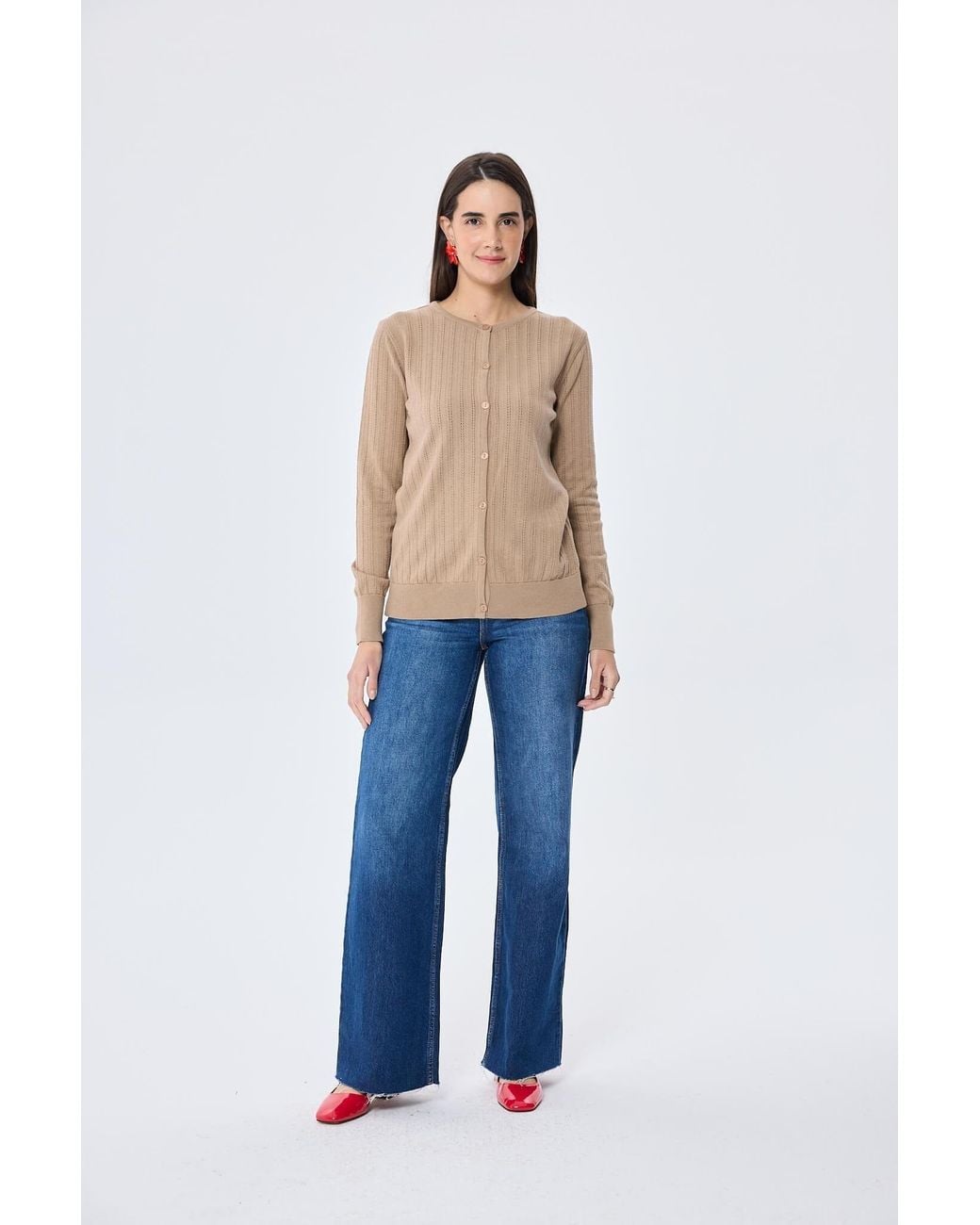 Peraluna Brown Celine Openwork Knit Cardigan