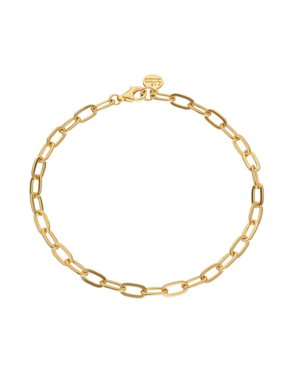 Lily Charmed Metallic Plated Chunky Oval Link Charm Bracelet