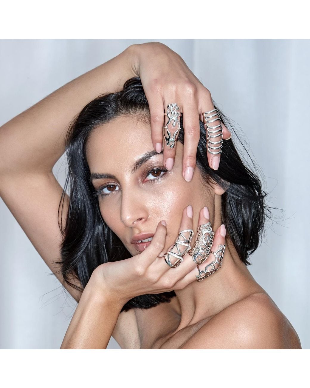 Lucy Quartermaine Metallic Solid Sterling Splash Armour Ring