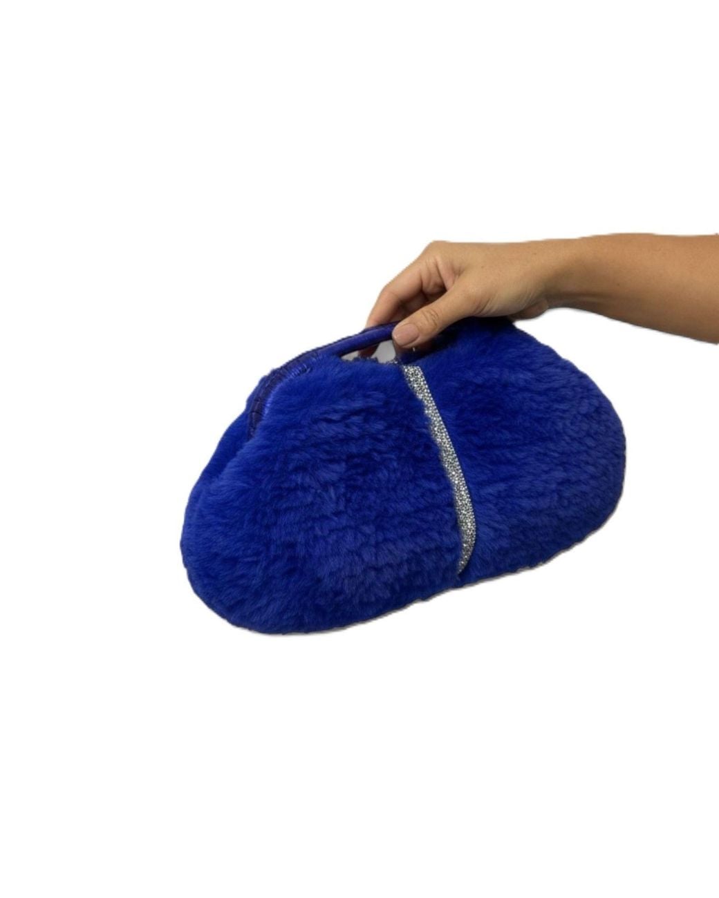 Springmoonatelier Blue Royal Handmade Plush Clutch Bag – Limited Edition Winter Luxury
