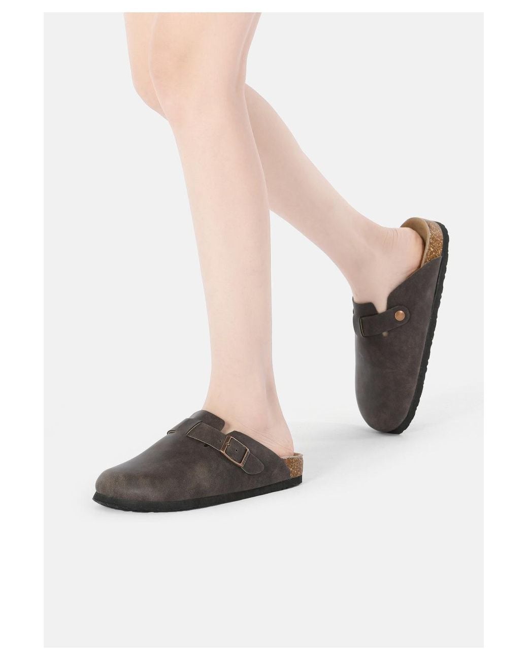 EverAu Australia Brown Pintail Leather Comfort Clog Sandals