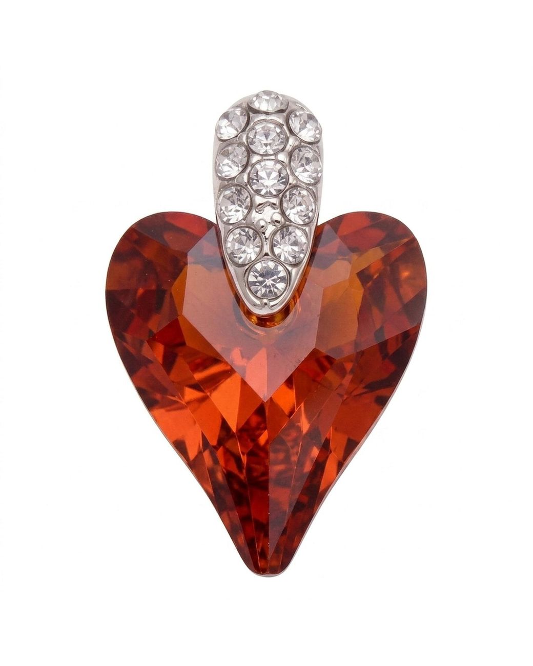 Modenaire Red Dangle Crystal Heart Earrings With Rhinestone Accent