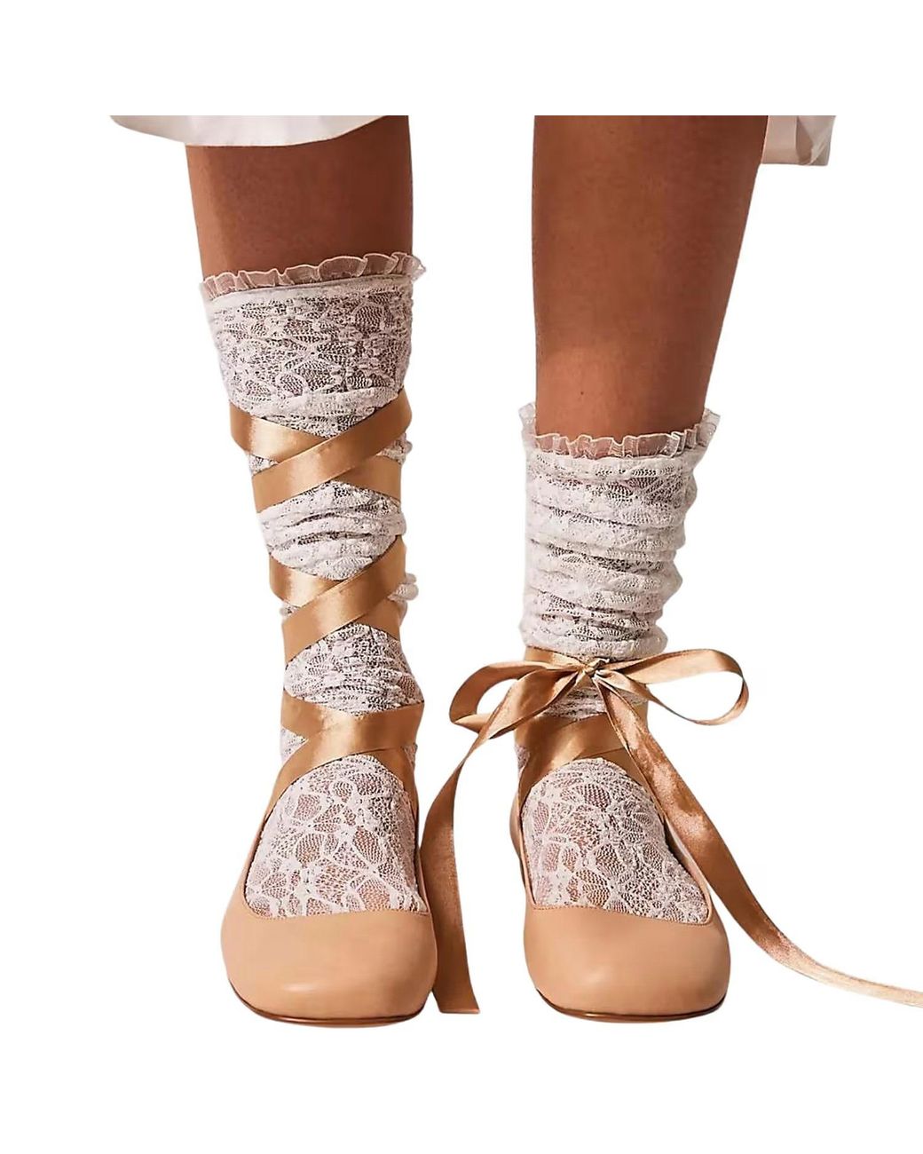 HIGH HEEL JUNGLE by KATHRYN EISMAN Brown Lace Knee High Socks