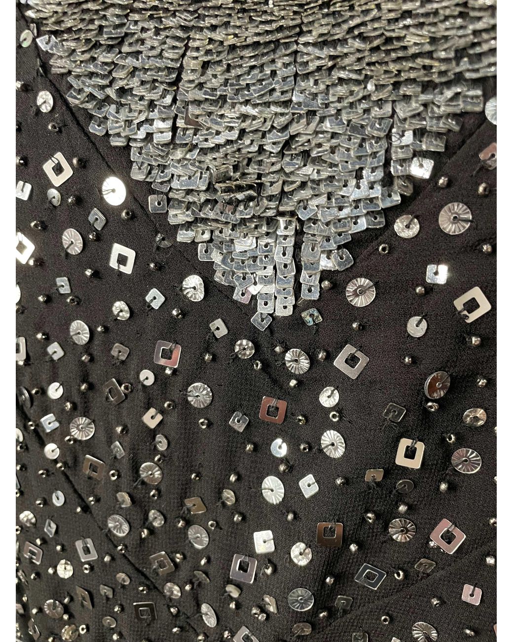 Any Old Iron Gray Sequin High Glam Square Dress