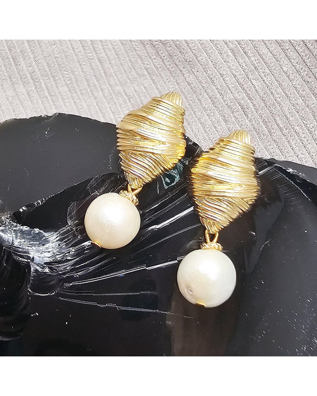 Farra Metallic Freshwater Pearl Dangle Stud Earrings
