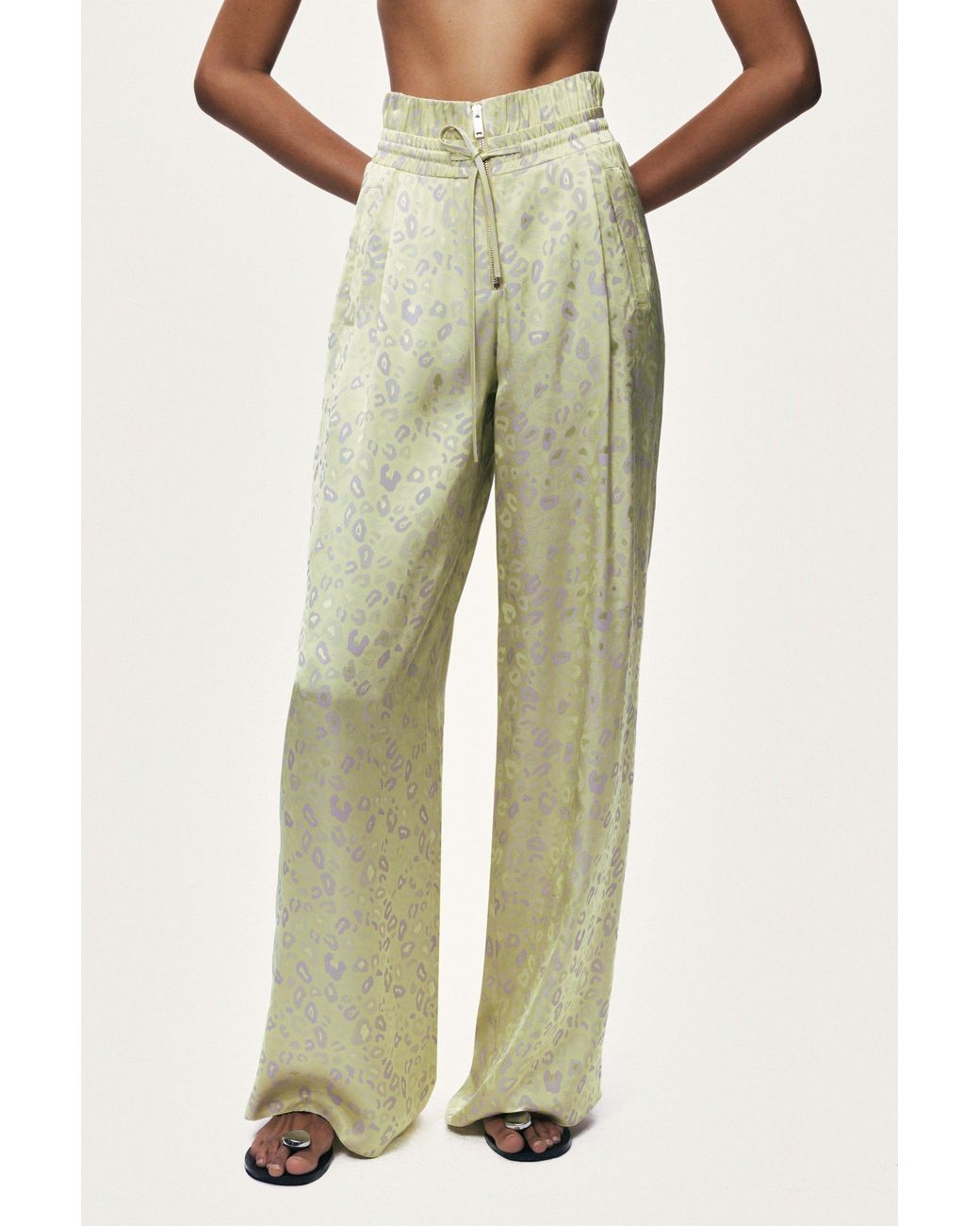 Nocturne Green Printed Wide-Leg Trousers