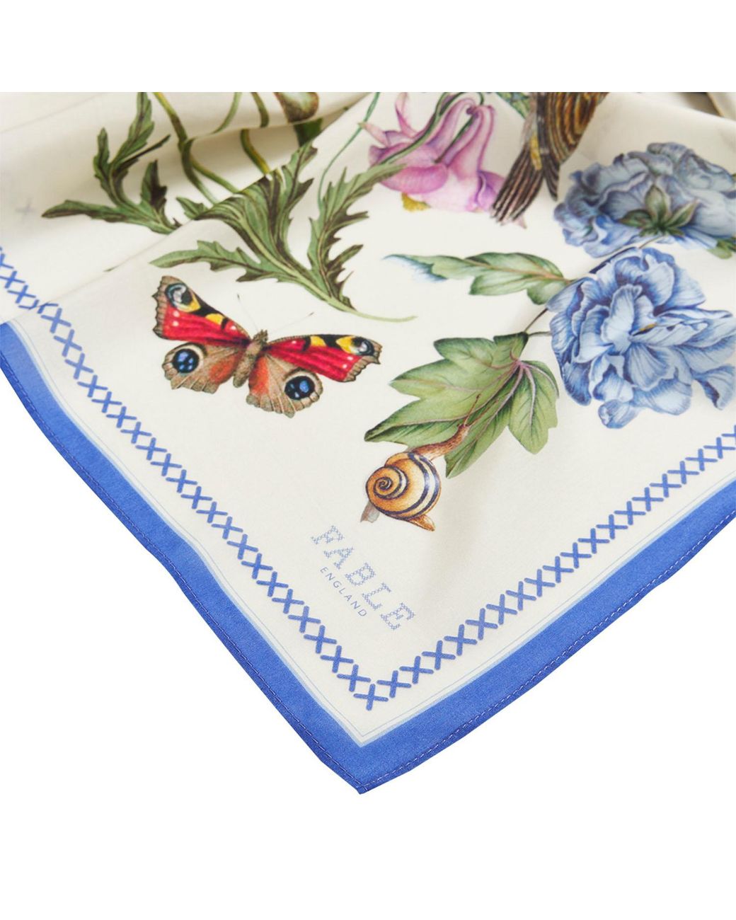 Fable England White Agnes Tales Square Silk Blend Scarf