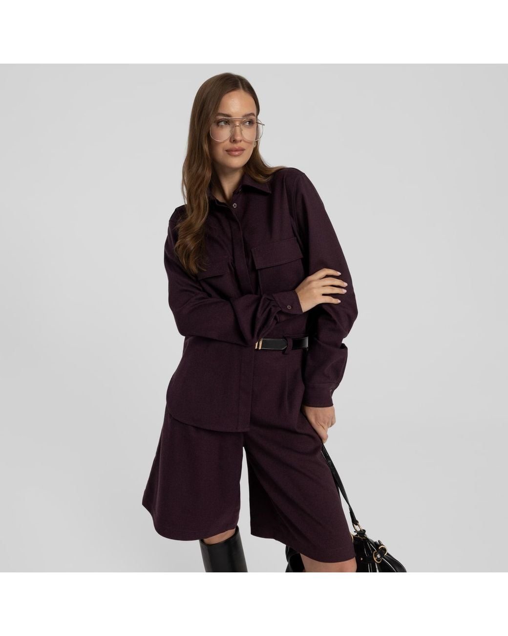 Mandragora Purple Oversized Viscose Blouse Omaro