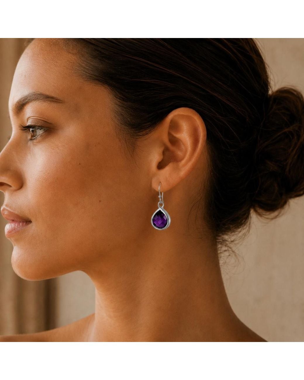 The Jewellery Store London Metallic Sterling Pear Shaped Amethyst Jewellery Set