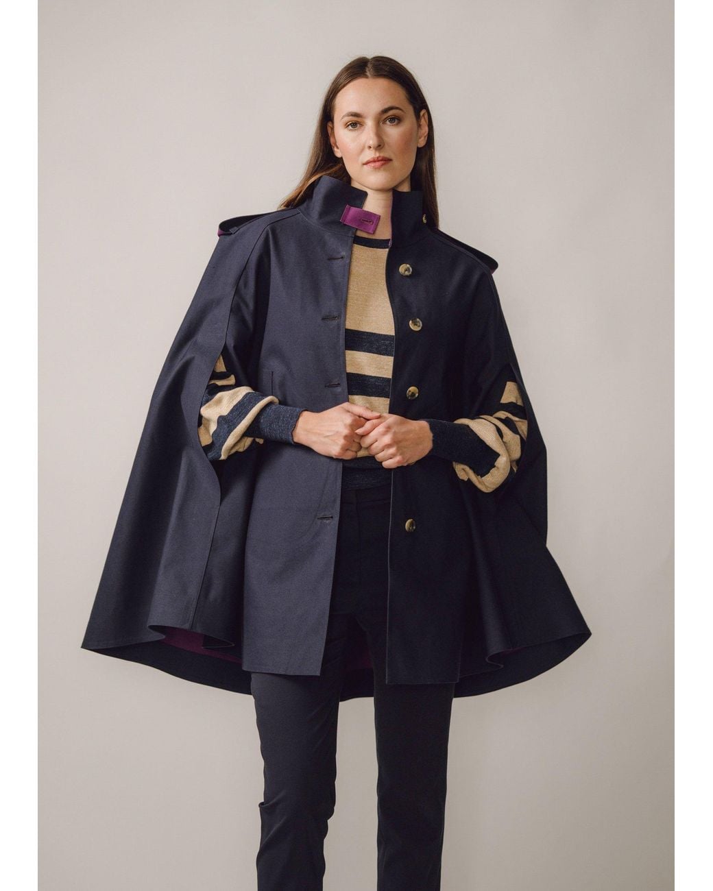BEIRA Blue Nadia Waterproof Cape With Contrast